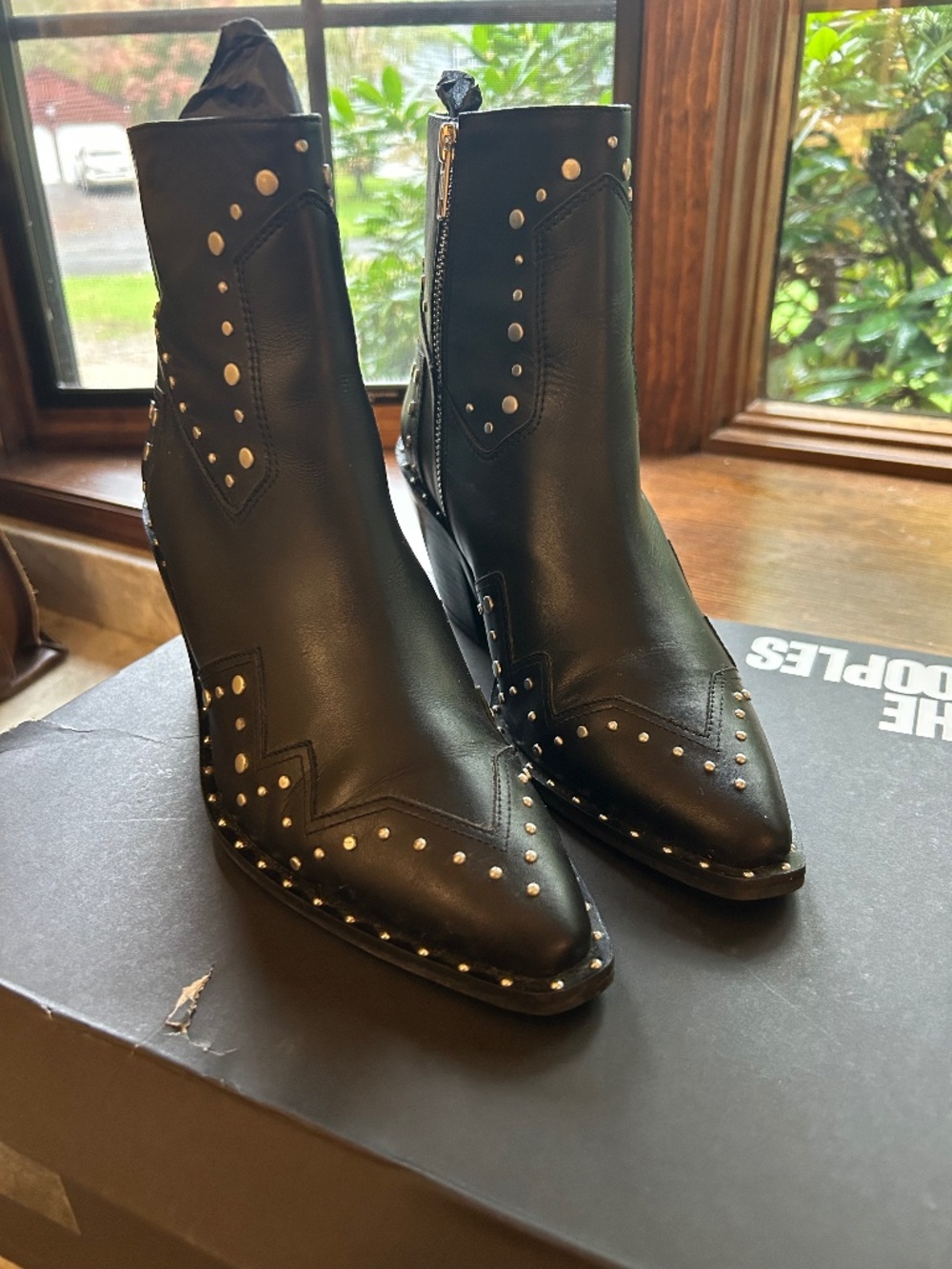 the Kooples SantiagStud LeatherHeeled Ankle Boots